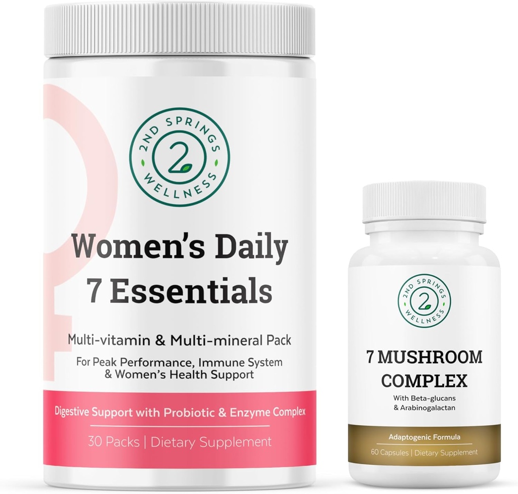 Feminin Vitality Bundle - 7 Houbový komplex a ženské Daily 7 Essentials for Complete Wellness