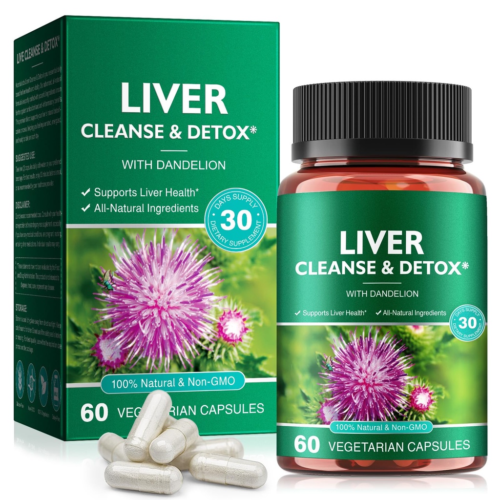 Vyčištění jater Detox & Opravy - Zdraví Játra Podpora Bylinný dodatek s Mléko Thistle, Burdock, Kurkumin kurkumin, Pampeliška, a další - 60 Vegan Tekuté Phyto- Caps