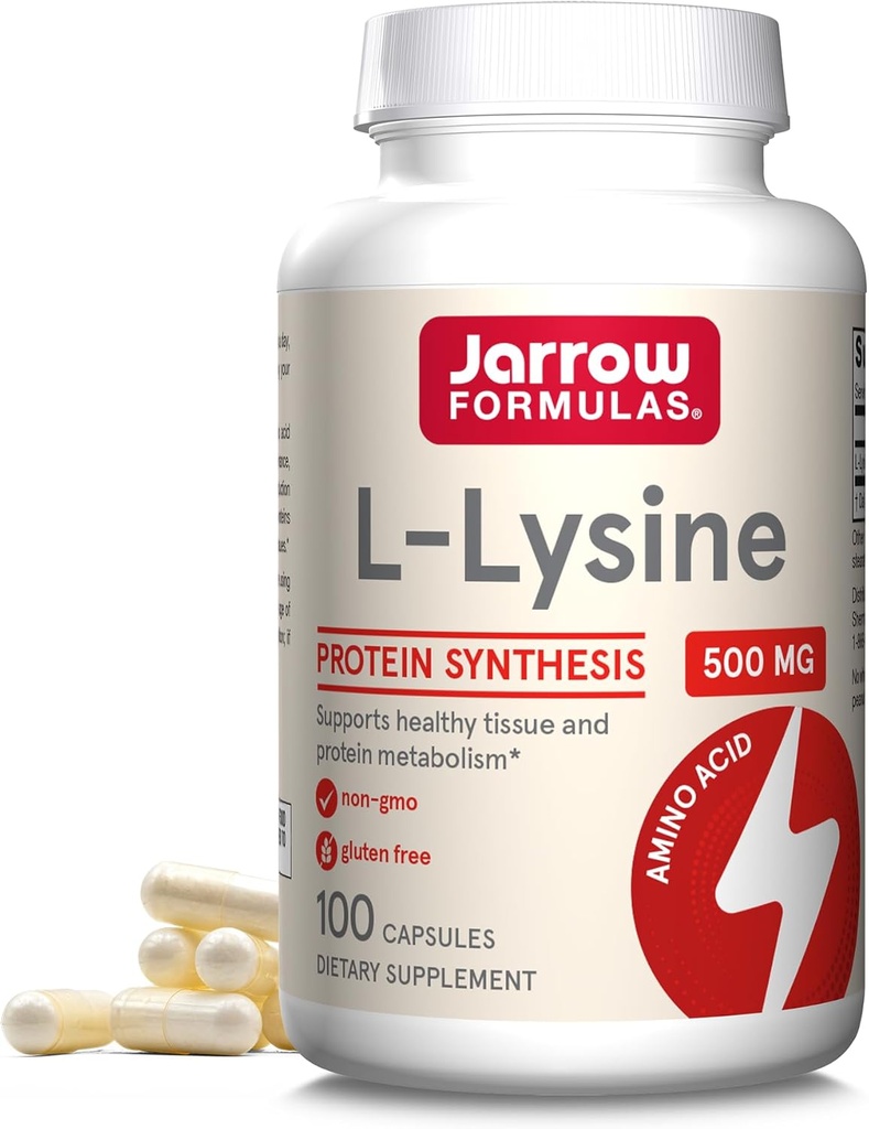 Jarrow Diplomas L- Lysin 500 mg, dodatek stravy, aminokyselina pro syntézu proteinů a podporu zdravé tkáně, 100 kapslí, 100 denní dodávka