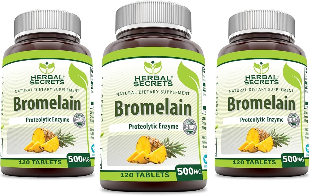 Bylinné tajemství Bromelain 500 Mg 120 Tablety dodatek 124; Balení 3 CZ124; Non- GMO CZ124; Gluten zdarma 124; Vyrobeno v USA