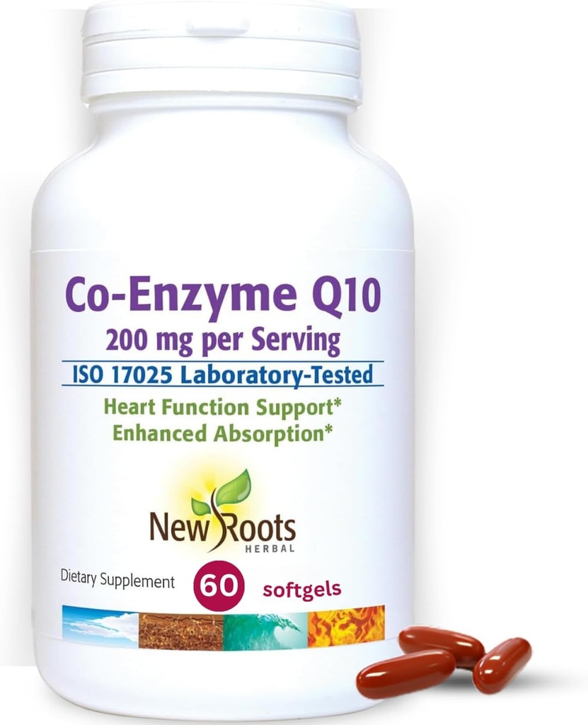 NEW ROOTS HERBAL CoQ10 dodatek Coenzym Q10 (60 Softgels) 200 mg iž