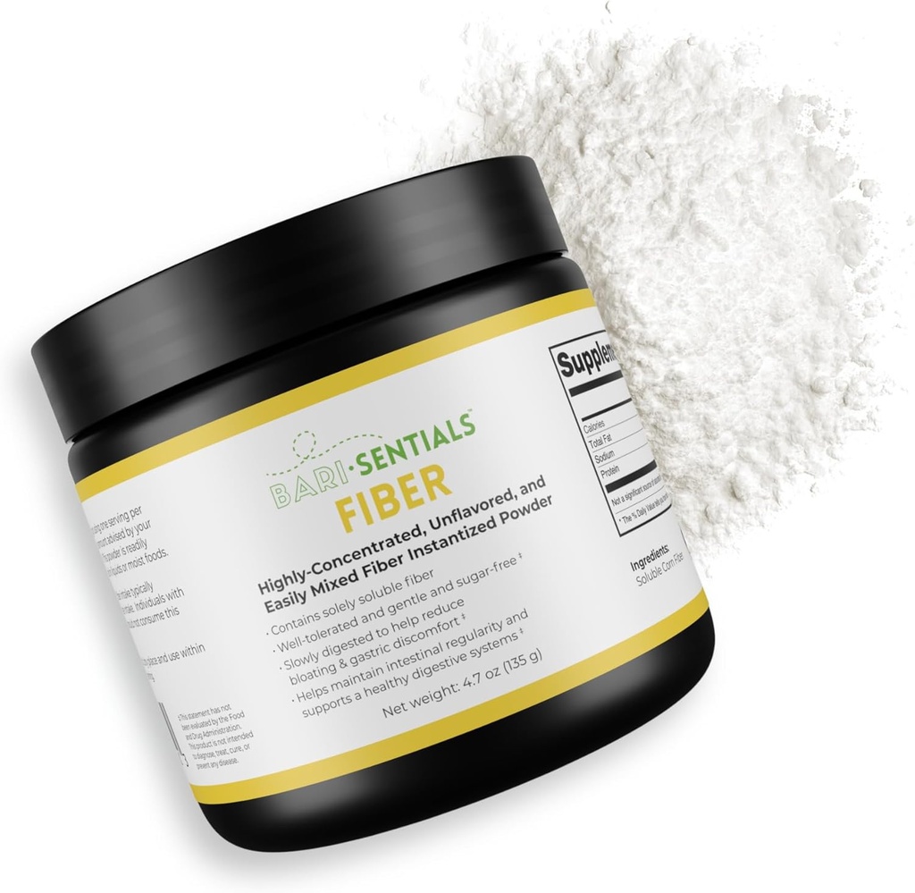 Barisionally Soluble Fiber Powder Supplement - Neochucený doplněk stravy a výživy, snadné míchání, gluten & cukr zdarma, Bariatric Fibre, 135g (40 Služeb)