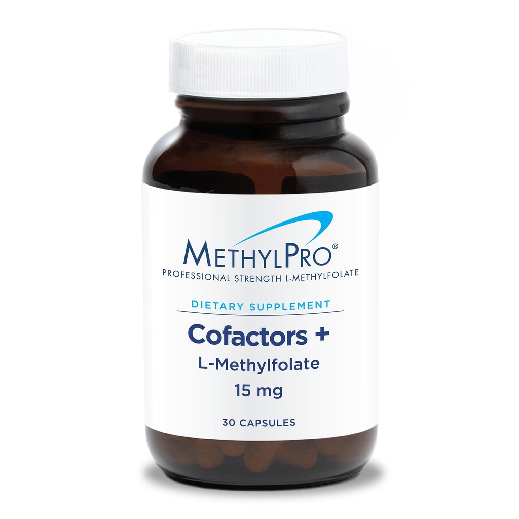 MethylPro L- methylfolát 15 mg + kofaktory - L Methyl folát doplněk pro ženy a muže, Methylovaný vitamin B9 (5-MTHF) s B6 a B12 pro zdraví mozku, soustředění a klid - 30 Kapsle (Balení po 1)