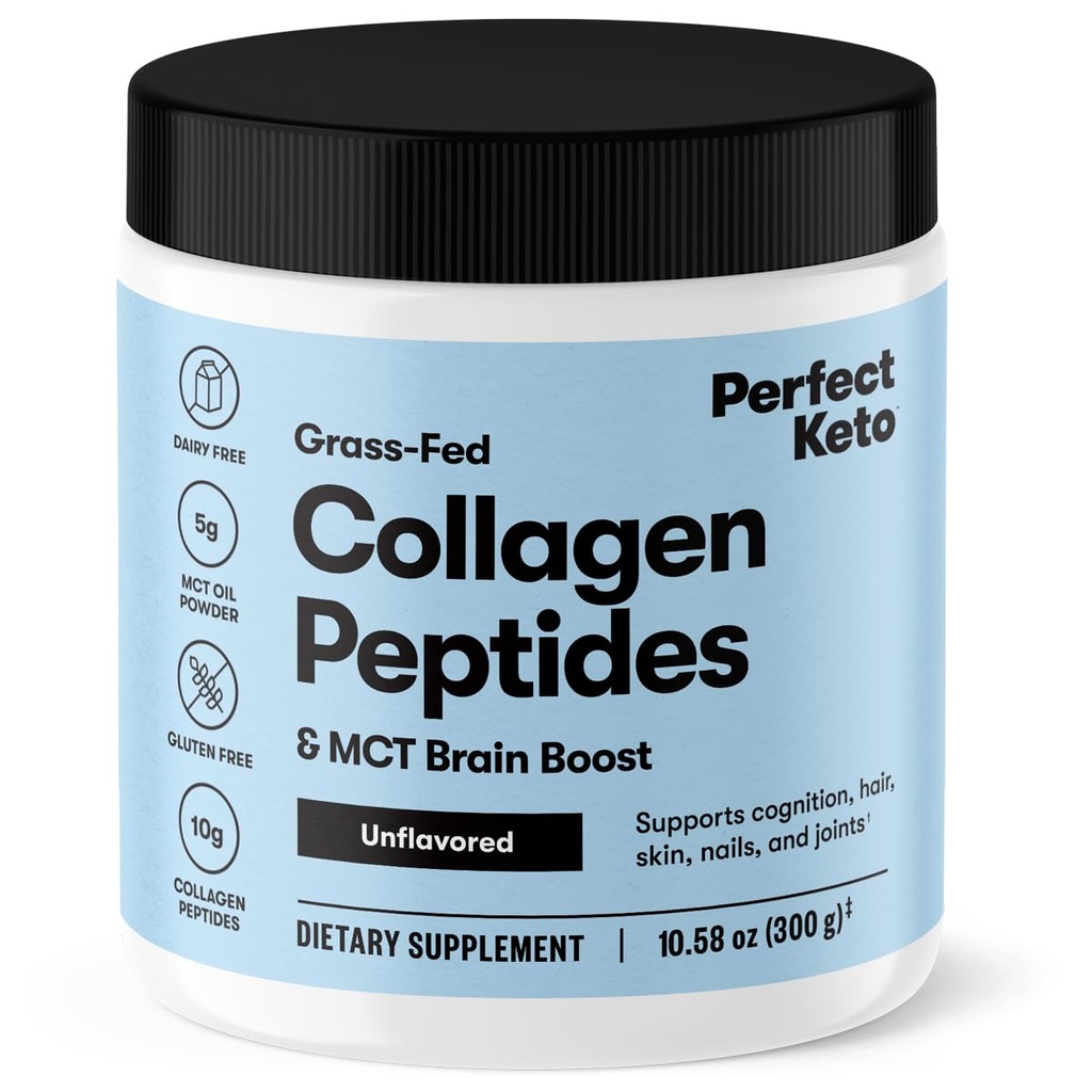 Perfektní Keto kolagen Peptides Protein Powder s MCT Oil, Hydrolyzované kolagen, Typ I & III dodatek, Lepek zdarma, Tráva Fed, Nízký karb, Keto káva smetanu, Kolagen pro ženy & Muži, Neochucené