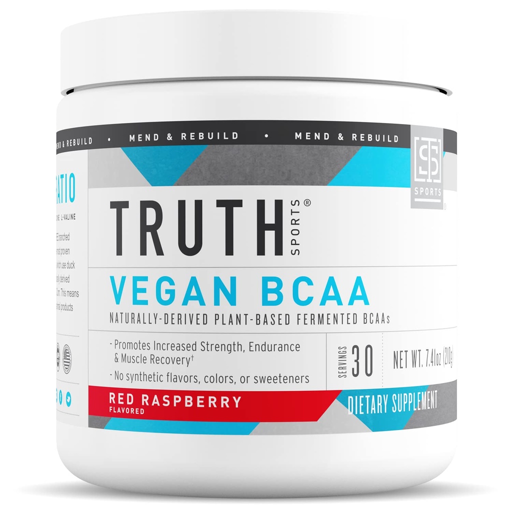 Pravda Nutrition Vegan BCAA Powder- 2: 1: 1 Poměr přírodní BCAA aminokyseliny Powder for Energy, Muscle Building, Post Workout Recovery Drink for Muscle Recovery (Red Raspberry, 30 Servings)