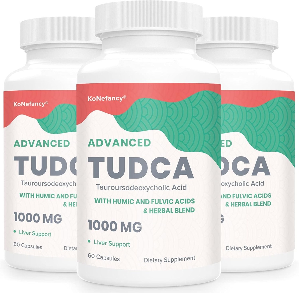TUDCA Játra doplňky 1000mg - 180 Vegan Kapsle, Mléko Thistle Bylinné směsi s Fulvic a Humic Acid pro játra, stravitelné zdraví