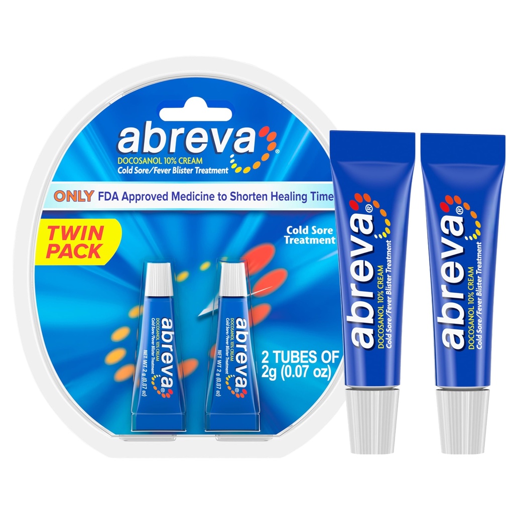 Abreva 10 Procento léčby Dokosanolem za studena, léčí Váš horečnatý blistr za 2, 5 dne - 0, 07 oz Tube x 2