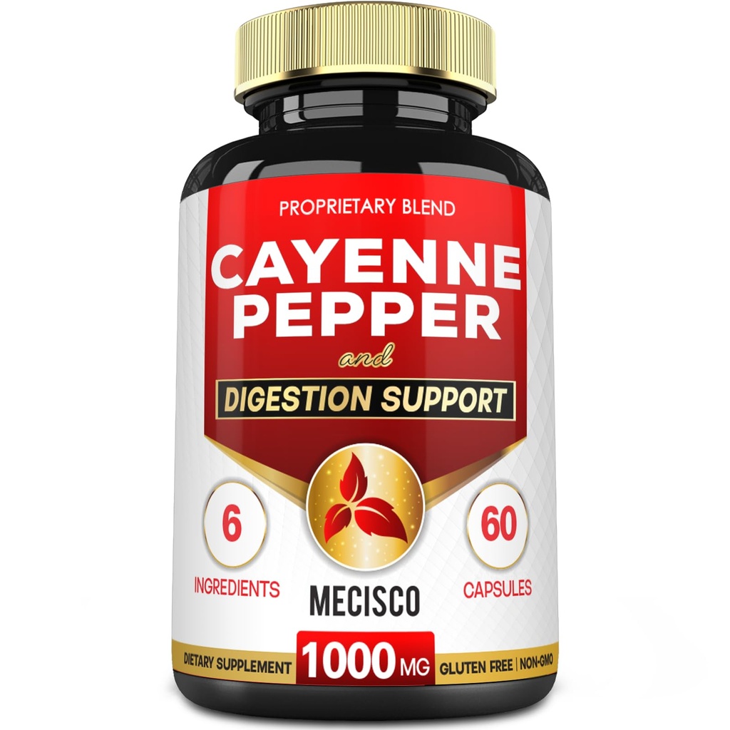 6in1 Cayenne Pepper Kapsle s Ginger Root, Beet Root, a Black Pepper a více - 60 Kapsle - Cayenne dodatek podporuje Digestion System, imunita