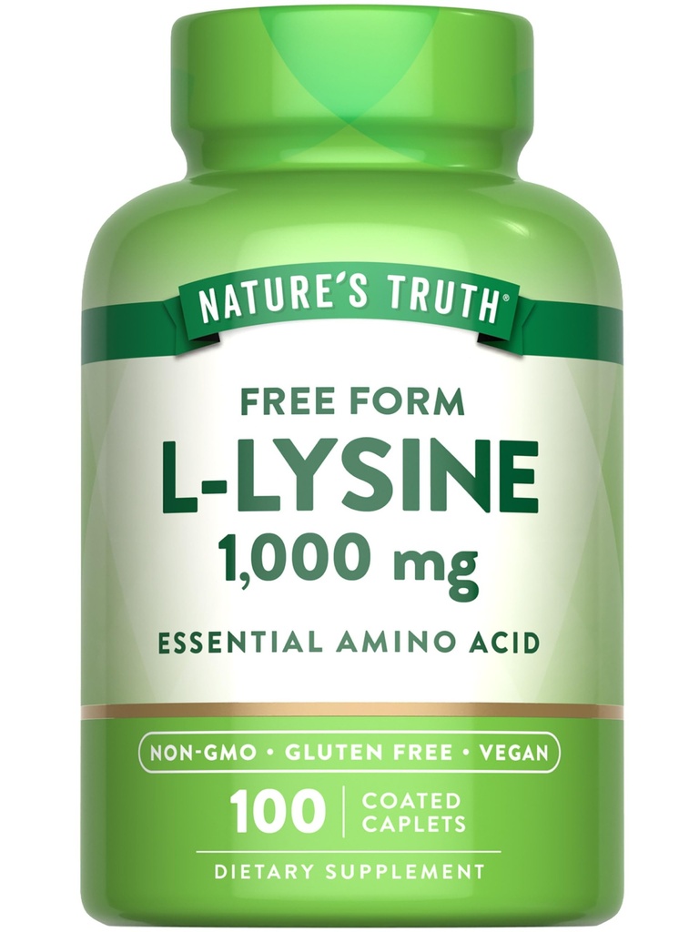 Nature 's Truth L Lysin 1000mg PHARMAN 124; 100 Coated Caplet PHARMAN 124; Essential Amino Acid PHARMAN 124; Vegan, Non-GMO, & gluten zdarma dodatek