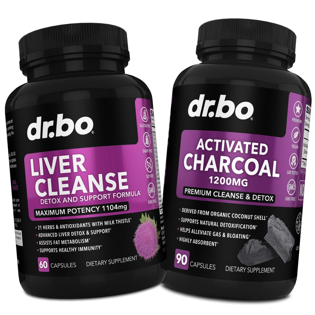 Jaterní čisticí a aktivní Charcoal Kapsle - Léky pro zdraví jater s Artichokem, Berberine, Turmeric Herbs - 1200mg Organic Coconut Charcoal Pills for Stomach Gas and Floating Support