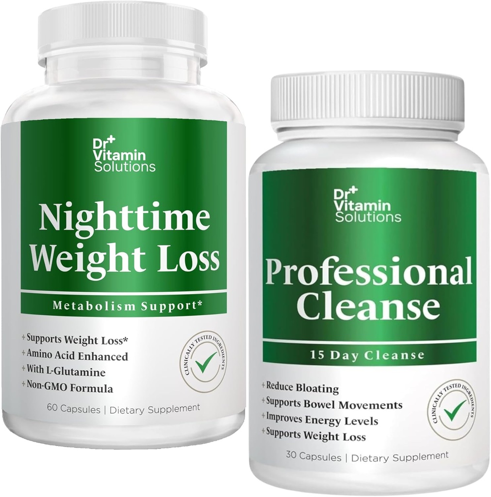 DR VITAMIN ŘEŠENÍ Noční spalovač tuků & 15 den Čistota pro nafouknutí & hubnutí, Bundle, 90 Caps