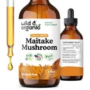 Wild & Organic Maitake Houba Tinktura - Imunitní Supplement - Liquid Maitake Houba Extract - Vegan, Cukr & Alcohol- Free Drops - 4 fl oz