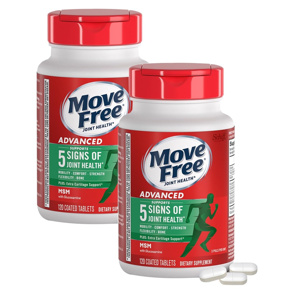Přesun zdarma Advanced Glucosamine Chondroitin MSM Joint Support Supplementary, Podporuje mobilitu, komfort, sílu, pružnost a kost, 120 Tablet / 40 Servings (2 Pack)