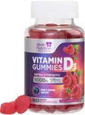 Vitamin D3 Gummies 5000 IU (125 mcg) - Triple Strength Bone and Immunication Supplement, Vitamin D Gummy Dietní dodatek, Nature 's Berry D Vitamin Supplement, Malinový ochucený, Non- GMO - 60 Gummies