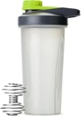 Pan Pen- Shaker Lahve pro proteinové směsi s Twist Cap, 28 oz, Gray / Green, Protein Shaker Lahvička s Wire Whisk Ball