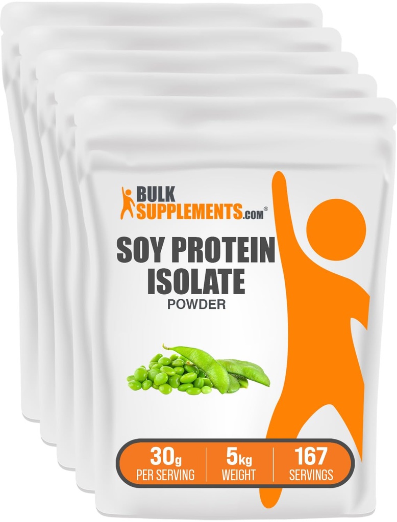 BulkSupplements.com Soy Protein Isolate Powder - Vegan Protein Powder, Neochucený - Čisté & gluten Free, 30g per Serving, 1kg (2,2 lbs) (balení po 5)