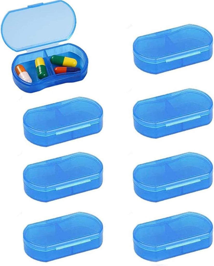8PCS Pill Pouzdro Pocket Malý držák na pilulky, Denní AM & PM kontejnery, Medicine Holder, Ideal for Medication, Vitamin, dodatek, Ideální pro cestování, Ideální pro Purse (modrá)