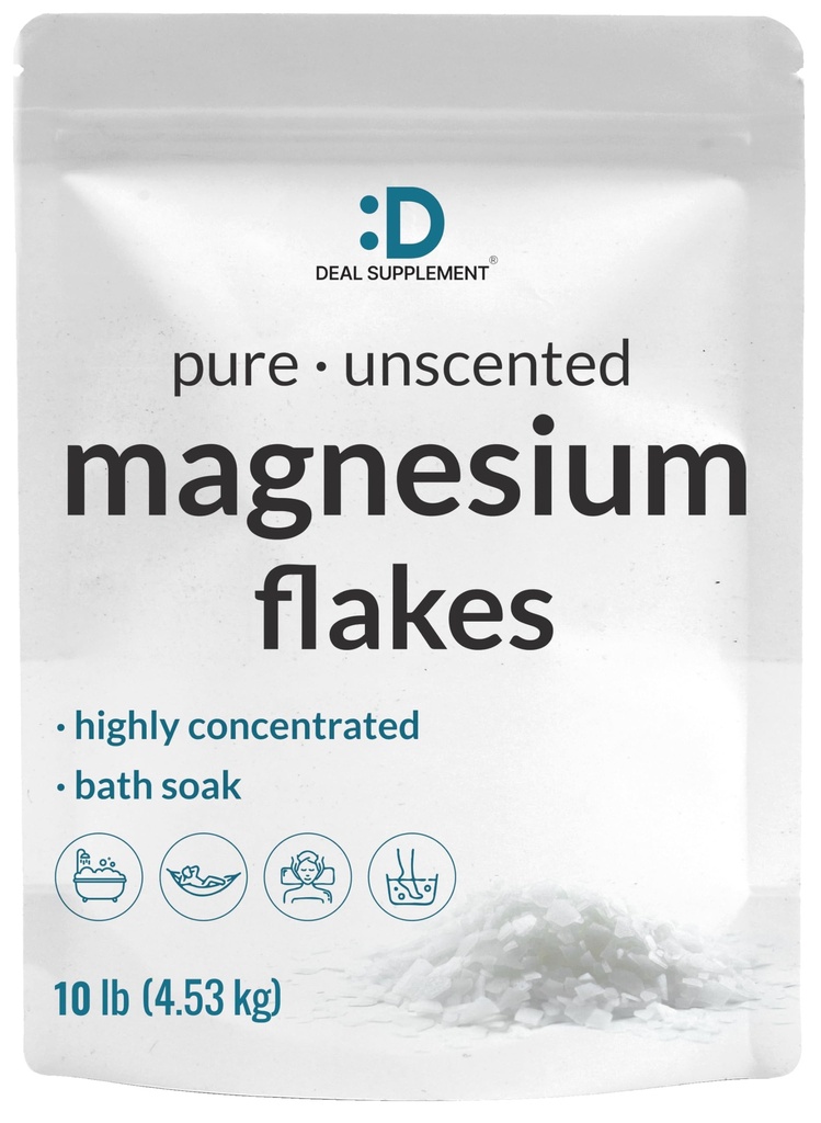 Čisté Magnesium Flakes Bath Soaks, 10lbs - Přírodní Epsom Salt Substitut 124; High- Absorpce Chlorid hořečnatý Flakes 124; Hydrates Skin & Promotes Relaxation