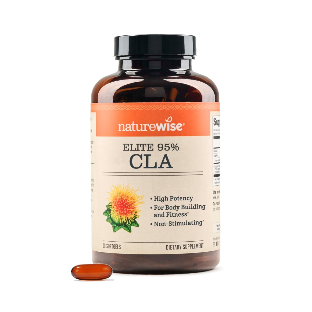 NatureWise CLA 1300 - 95% aktivní konjugovaná kyselina linolová pro ženy a muže, nestimulující, podporuje váhové a Fitness cíle - Non- GMO, gluten zdarma - 90 Softgels [1- Month Supply]