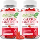 Vápník Magnesium Zinkové gumy s vysokou absorpcí Magnesium 300mg, Vápník dodatek s D3 pro kosti, Svaly a imunitní podpora pro děti a dospělé, Jahodové aroma, 120 Počet