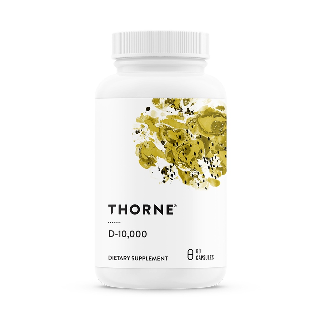 THORNE - Doplněk vitamínu D3 - Podporuje zdravé kosti, zuby, svaly, kardiovaskulární a imunitní funkce * - Gluten, mléčný a sójový doplněk zdarma - 10 000 IU - 60 Služeb