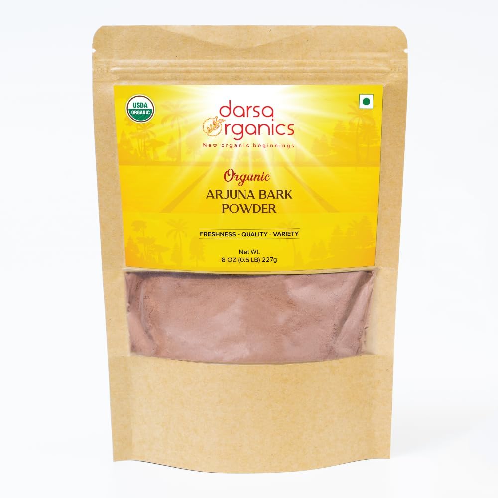 Arjuna Powder, 8 oz - USDA Organic Terminalia Arjuna for Cardiovaccal Support, Heart Health and Blood Pressure Maintenance, Arjuna Bark Powder, Non- GMO, Gluten- Free, Kosher