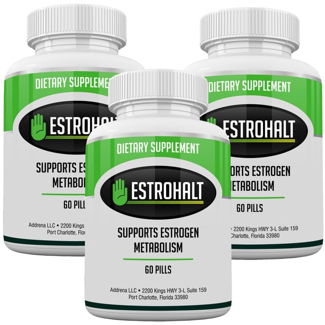Estro- Halt 3 Pack 180 Tablet- DIM doplněk (Diindolylmethan) a Indole- 3-karbinol (I3C) Nejlepší Estrogen- Block pro ženy a muže 124; Přírodní Aromatase Inhibitor Vitamin na pomoc PCOS, Menopauza a PMS