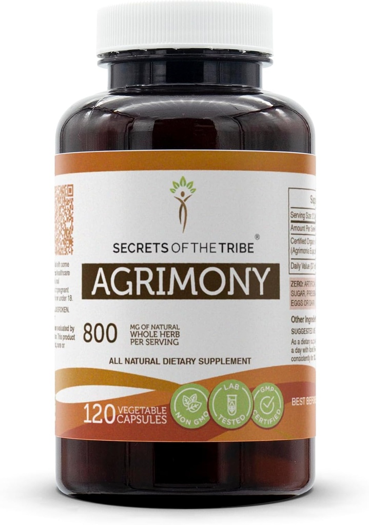 Tajemství Tribe Agrimony 120 Kapsle, 800 mg, Agrimonie Eupatoria Sušená Herb (120 Kapsle)