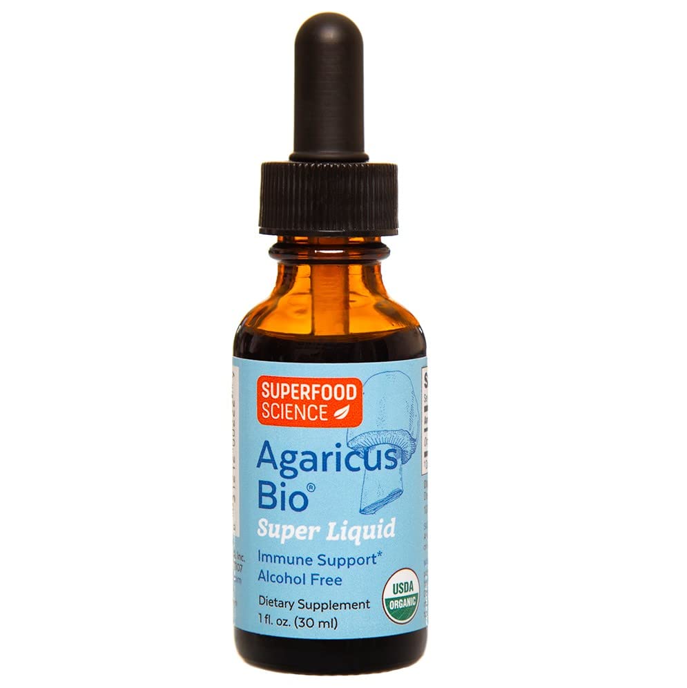 Agaricus Bio Super Liquid, Natural Killer Cell Activity, Organic Mushroom Extract, Agaricus Blazei Murill Mushroom, Tincture Drops with High Beta Glucans, Játra a imunitní podpora Dodatek, 30 ml