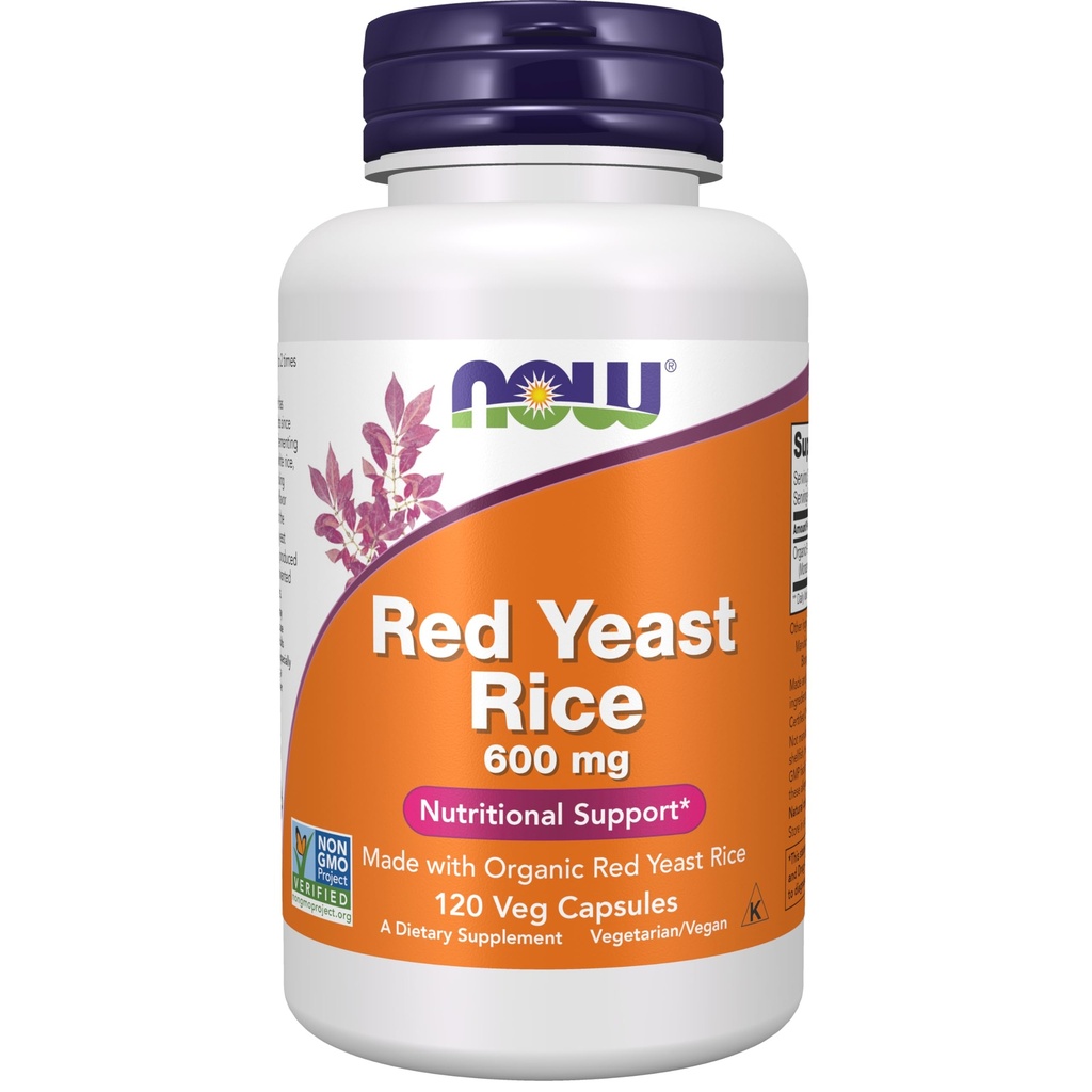 Nyní doplňky, Red Yeast Rice 600 mg, Vyrobeno s Organic Red Yeast Rice, 120 Veg Kapsle