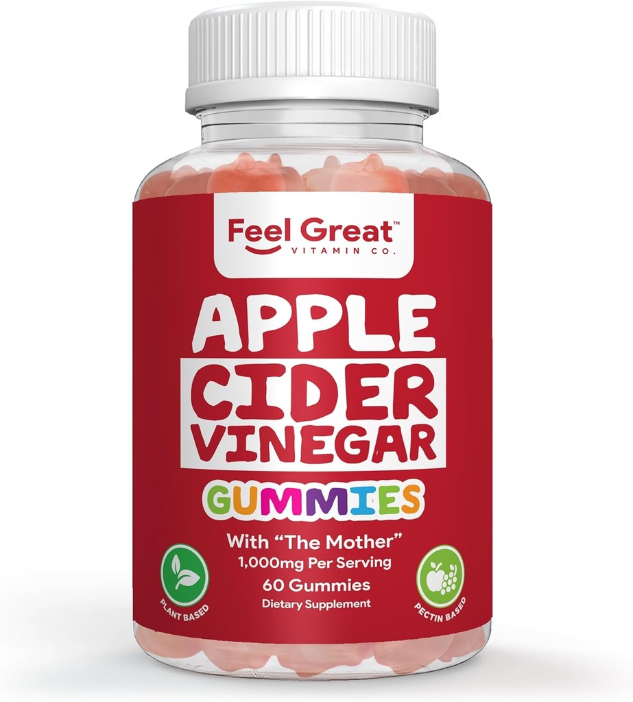 Cítit velké vitamíny jablečné octové gumy - ACV s matkou pro stravovací podporu & Daily Wellness - Vegan, Non- GMO, 60 Gummies