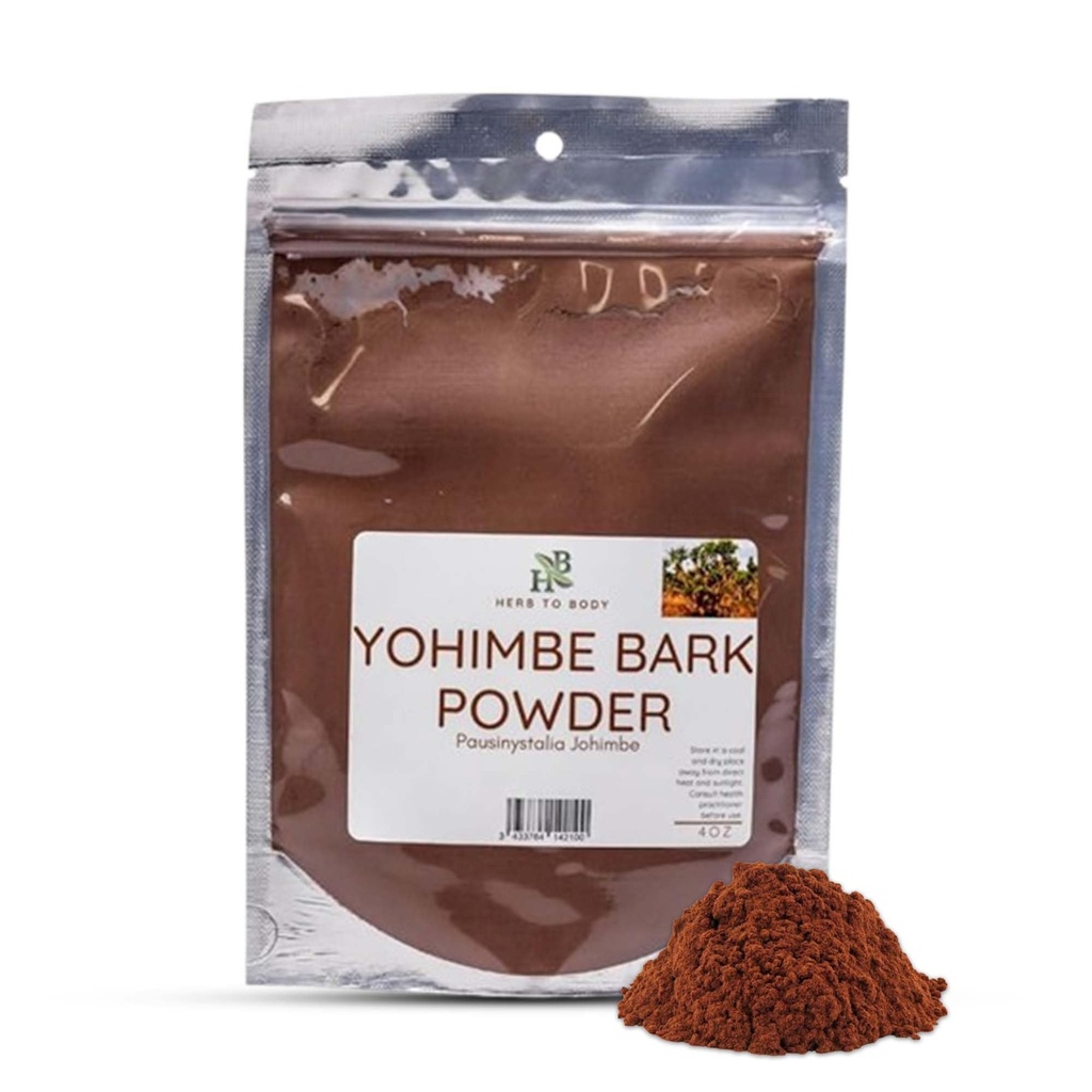 Herb to Body Yohimbe Bark Powder - 4 oz, Wildcrafted Sured Yohimbe Powder Sourced from Africa for Bylinný čaj a tradiční použití