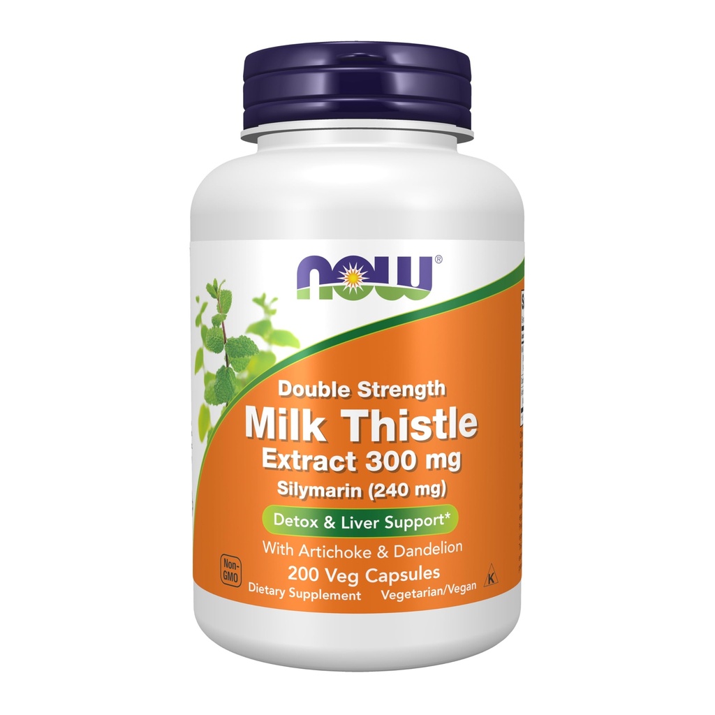 Foods Now Foods, (2 balení) Silymarin, Mléko Thistle Extract s Artichode & Pampelion, Double Strength, 300 mg, 200 Veg Caps