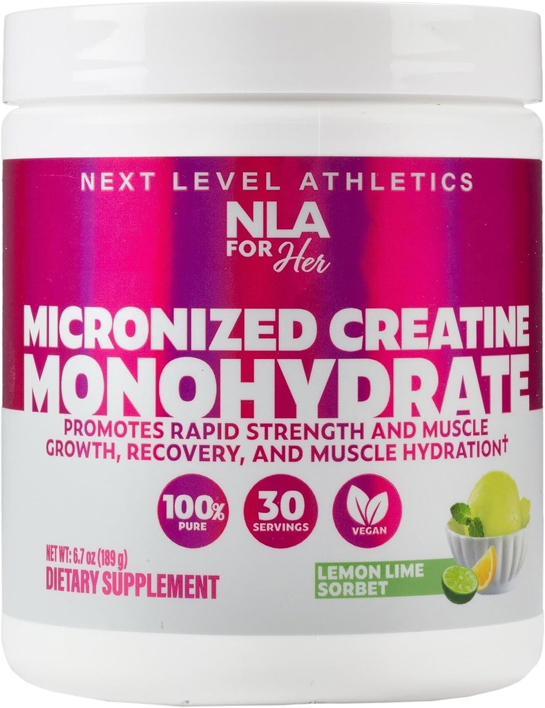 Její creatine Monohydrát Mikronizované pro ženy (30- 5g Servings) -Skvělé Ochutnávání Lemon Lime Sorbet Flavored- Lean Muscle Growth & Workout Recovery, Zvyšte účinnost - Vegan-, žádné nadýmání nebo zadržování vody