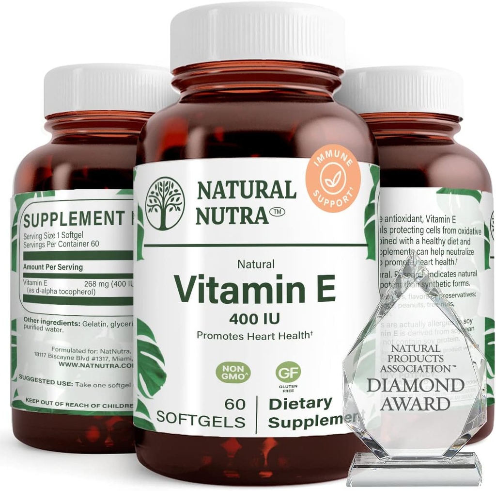Přírodní Nutra vitamin E 400 IU dodatek, obohacení výživy, podporuje zdraví pokožky, zvyšuje růst vlasů a nehtů, podporuje tělesnou úroveň tuku, pomáhá srdci zdraví a chrání pleť textura, 60 Měkké gely