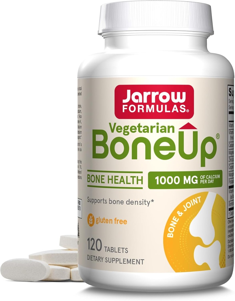 Jarrow Difficias BoneUp Vegetarian - 120 Tablety - Vegetariánské / Veganské dodatek pro kostní zdraví Vegan - Přátelské zdroje vitaminu D3, vitaminu K2 (jako MK-7) & vápník - 60 Služeb