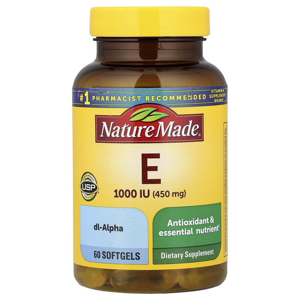 Nature Made Vitamin E 1000 IU (dl- Alpha) Softgels 60 Ct