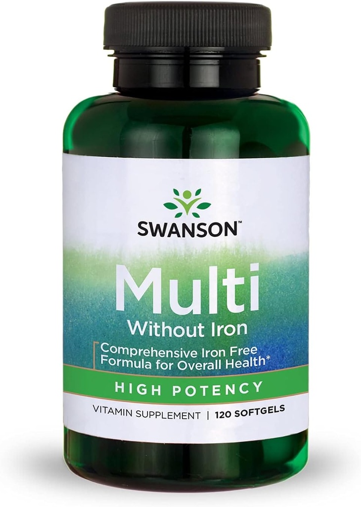 Swanson Multi bez železa Multivitamin doplněk zdraví Iron- Free Formule 120 Softgels Sgels