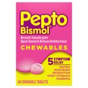 Pepto Bismol Chewable Tablety pro Nausea, Heartburn, Nežití, Upset Stomach, a Průjem - 5 Symptom Fast Relief, Original Flavor, 48 ct