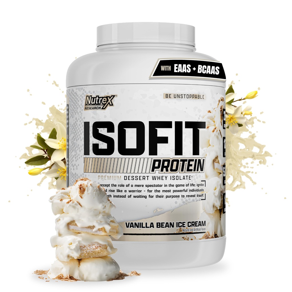 Nutrex Research IsoFit Whey Powder Instantized 100% syrovátkový protein izolát (70 Servings, Vanilla Bean Ice Cream)