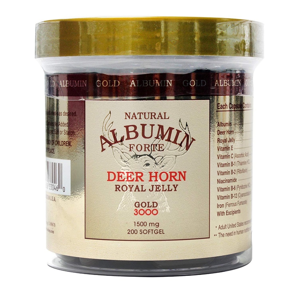 Přírodní albumin Forte Deer Horn Royal Jelly - 1500mg / 200 Softgel