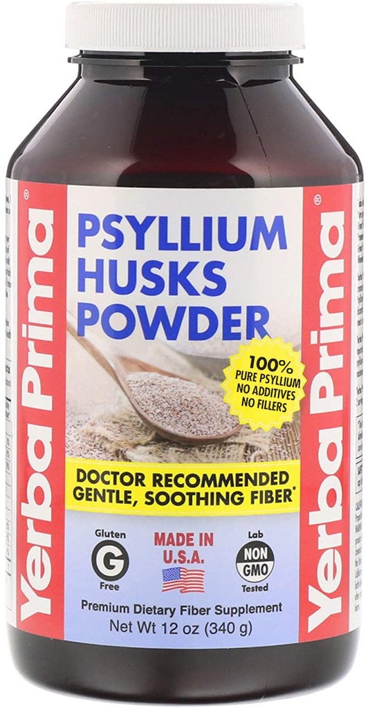 Yerba Prima Psylium Husks Fiber Powder, 12 Ounce - Přírodní Vláknina dodatek - Colon Cleanse - Gut Health - Vegan, Non- GMO, gluten zdarma