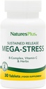 Natures Plus Mega Complex, Setrvalá verze - 30 Vegetariánských tablet - B Complex, Vitamin C dodatek, Heřmánek & Byliny - Gluten- Free - 30 Služeb