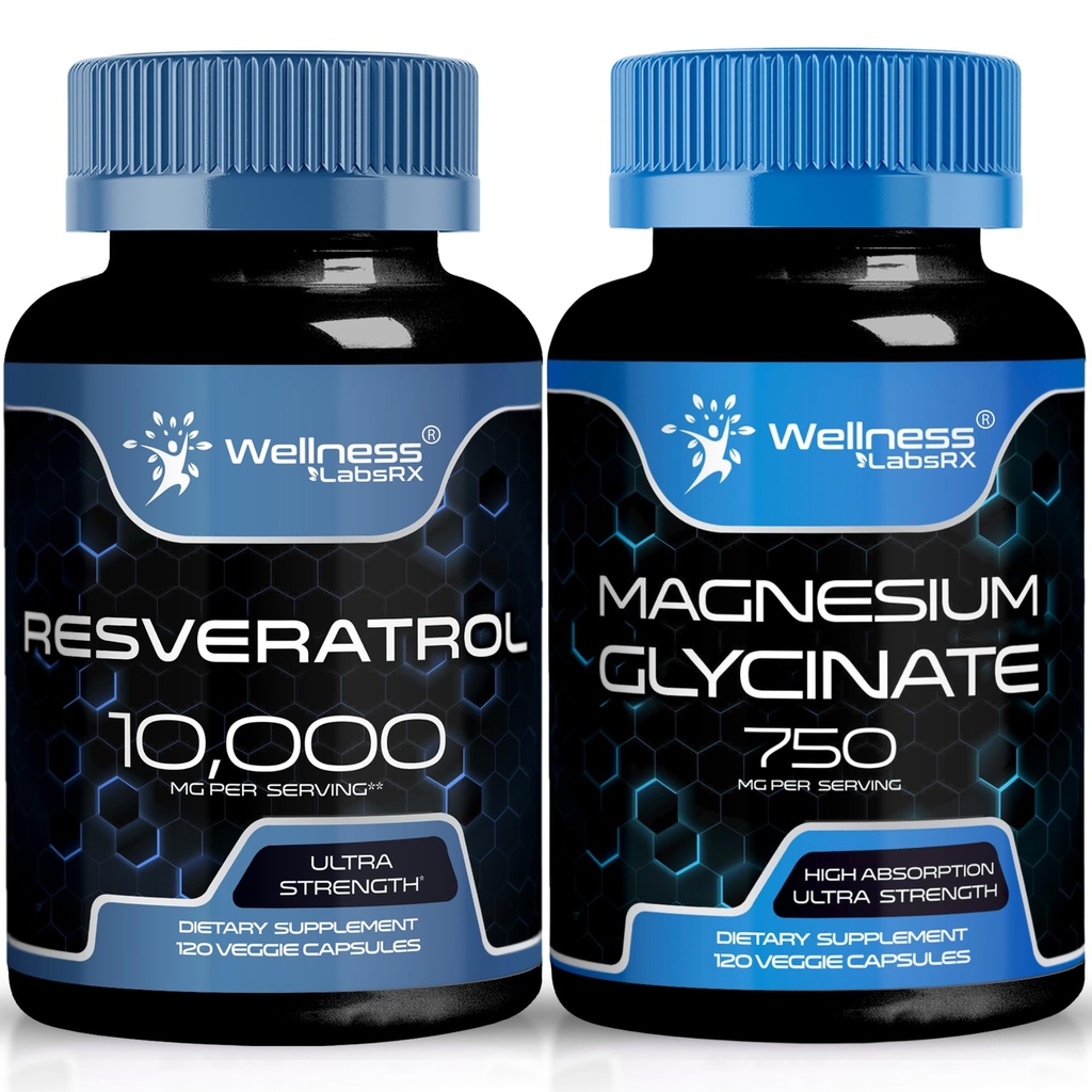 WELLNESS LABSRX Resveratrol Kapsle 10000 - Glycinátové tobolky hořčíku
