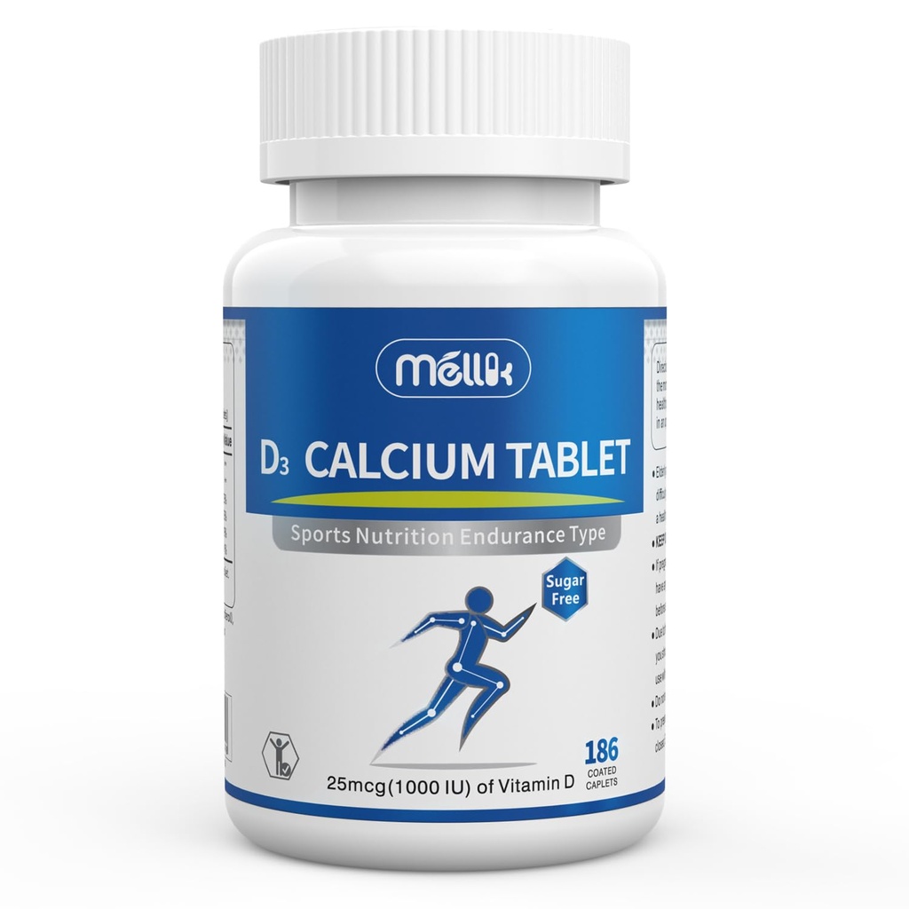 Calcium-Doplněk Vitamin -D3 1200-mg Magnesium-Mini - 186Tablety Neochucené pomalé uvolnění kostí zdraví žen a mužů doplněk stravy Snadno polykat cukr zdarma