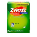 Zyrtec 24 hodin Allerief Relief Tablety, Individuálně zabalené vnitřní a venkovní alergie Medicine s 10 mg Cetirizin HCl na antihistaminickou tabletu, 1 tableta per pack, 50 ct Dispersit Pack