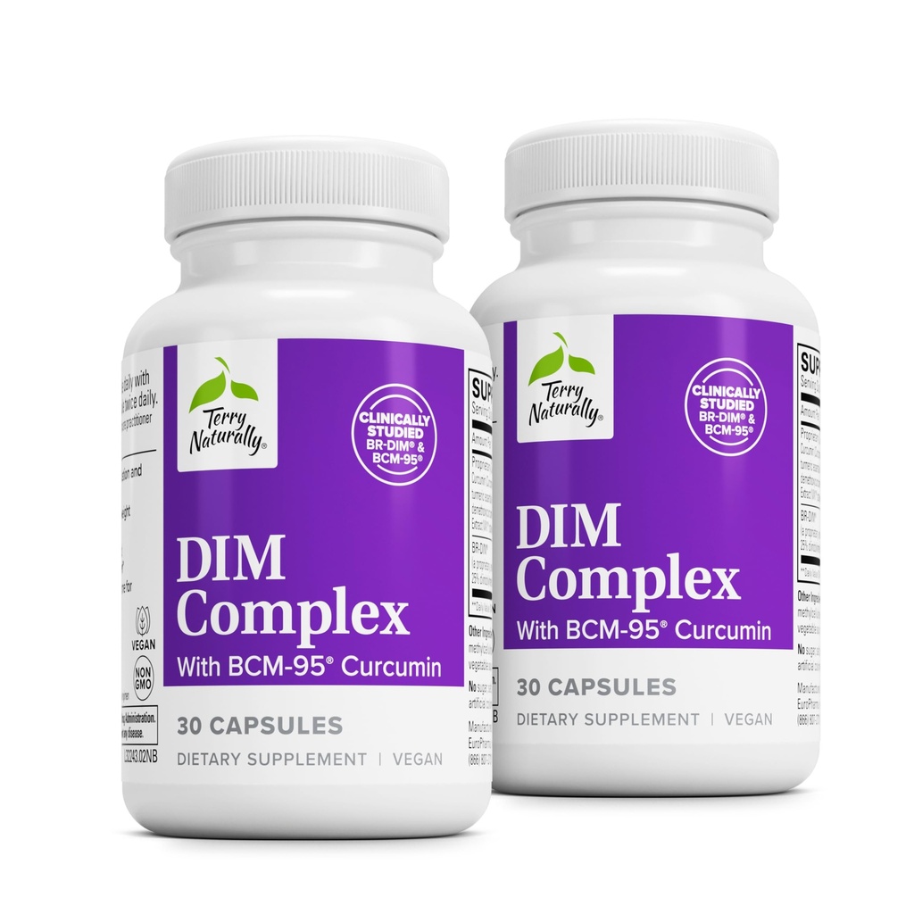 Terryho přirozeně DIM komplex - Dietní dodatek s BCM-95 Curcumin - dodatek k podpoře zdravé hormonální rovnováhy, zdraví jater a menopauzy Symptomatická úleva - 30 Kapsle, 2 balení (60 Kapsle)