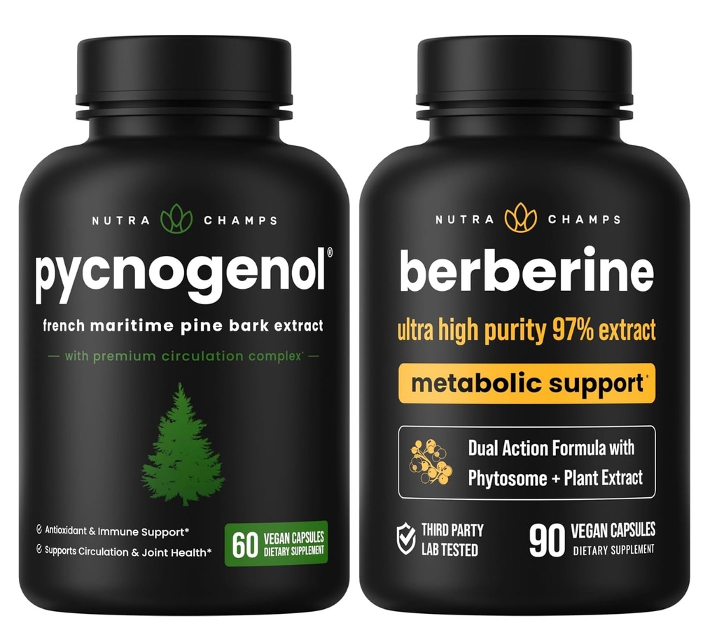 NutraChamps Kompletní oběhové & Metabolické Boost: Pycnogenol & Berberine Duo