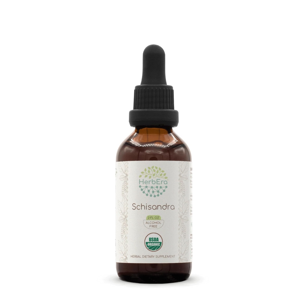 HerbEra Schisandra B60 USDA Organic Tincture CLAS124; Alkoholo- Free Extract, High- Potency Bylinné kapky, Tekutý dodatek CLAS124; Certified Organic Schisandra (Schisandra Chinensis) Sušený Berry (2 oz)