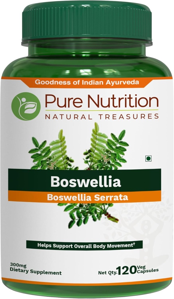 Čistá výživa Boswellia Serrata 15: 1 Extract 600mg CLAS124; 120 Cap CLAS124; Min 65% Boswellic Acids CLAS124; Každá Serving Offer 600mg 15: 1 Extract Ekvivalent to 9000mg Raw Botwellia Powder CLAS124; Non- GMO